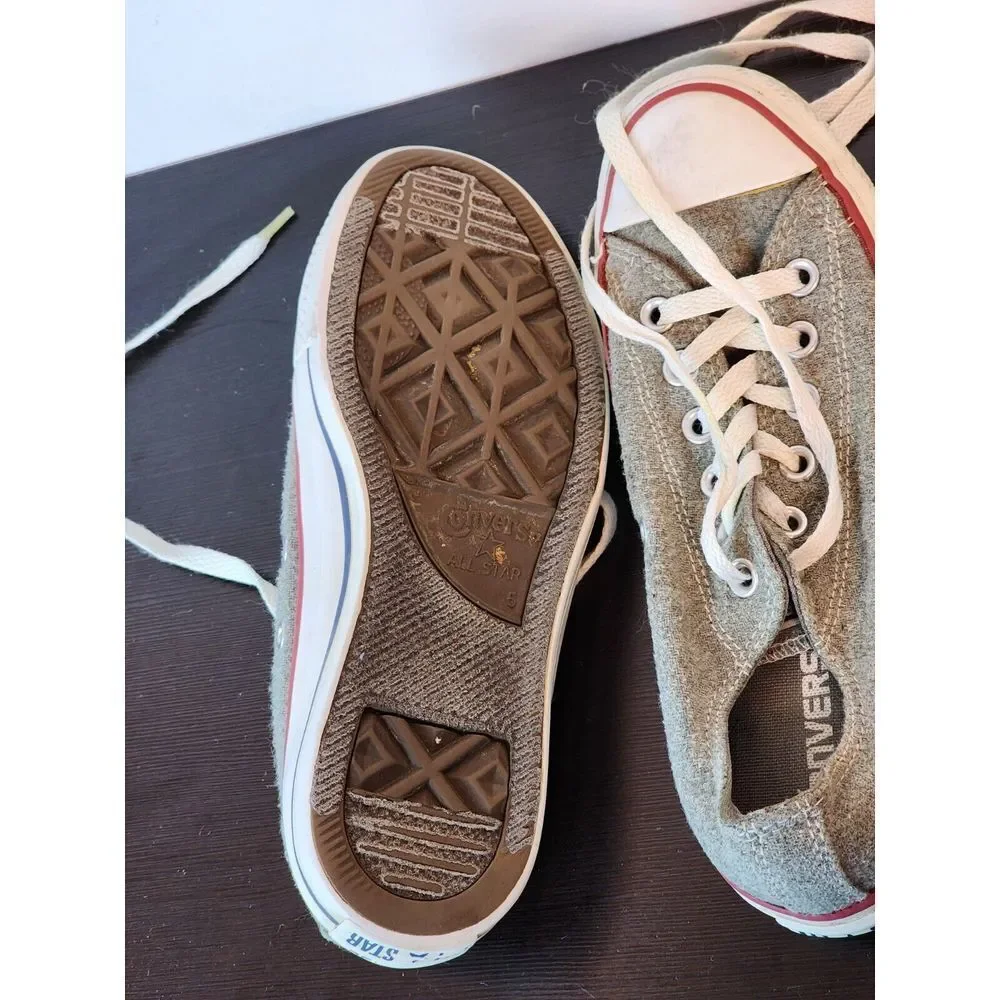 Converse All Star Grey Wool Textile Low Top‎ Sneakers 540339F Womens 7 - Picture 6 of 6